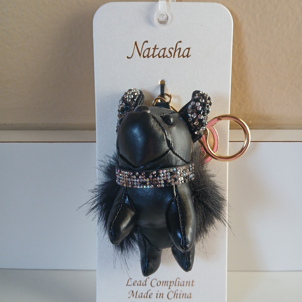 Natasha Black Frenchie Bag Charm/Keychain